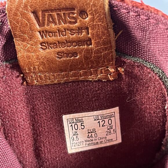 Vans Vault x Wish ATL Sk8-HI Fine Wine Men’s Size 10.5 Red Leather Shoes 721277 main image 8